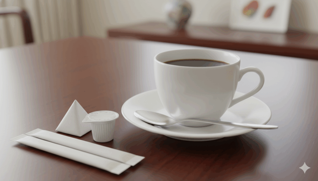 コーヒーと砂糖、ミルクの基本的な置き方